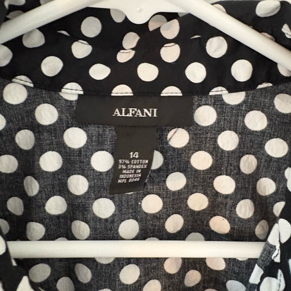 Alfani Polka Dot Twist Front Blouse Black White Size 14 - Picture 4 of 8